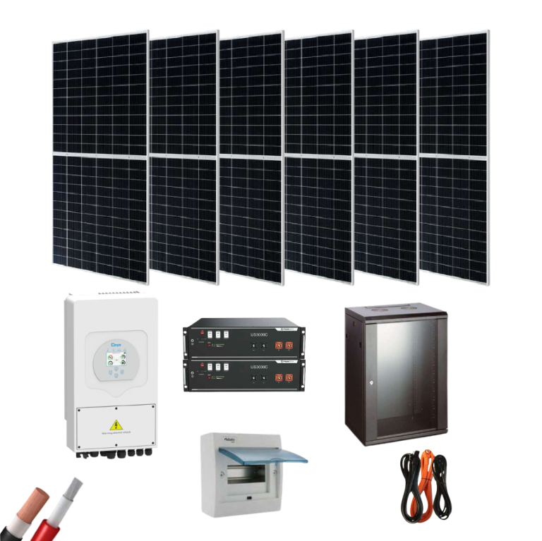 Kit Solar Deye Aislado 5000W 48V Litio 12000Wh/día - 7,1kWh bat