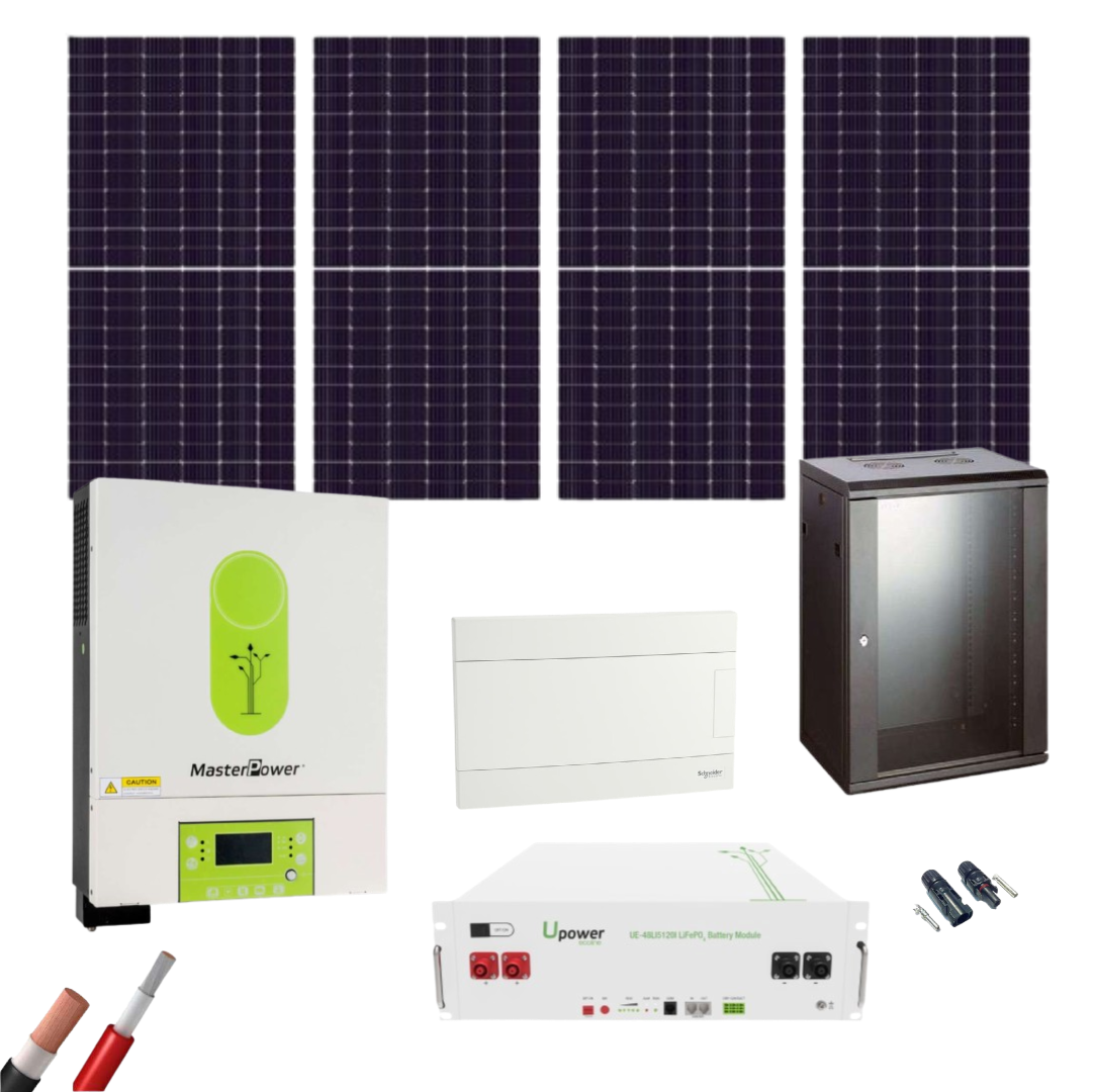 Kit Solar Aislada MasterPower 4 Paneles 550Wp y 1 Baterías UPower 5120Wh