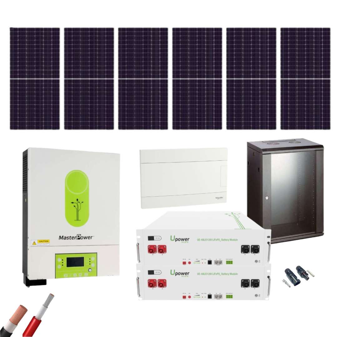Kit Solar Aislada MasterPower 6 Paneles 550Wp y 2 Baterías UPower 5120Wh