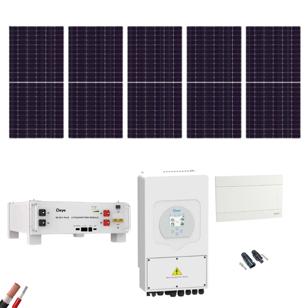 Kit Solar Deye 5000W 5xPanel Solar 550Wp 1xBatería Deye 5,12kWh