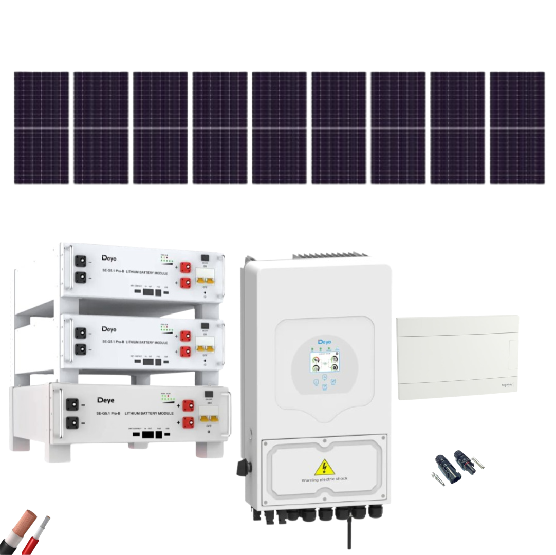 Kit Solar Deye 6000W 9xPanel Solar 550Wp 3xBatería Deye 5,12kWh