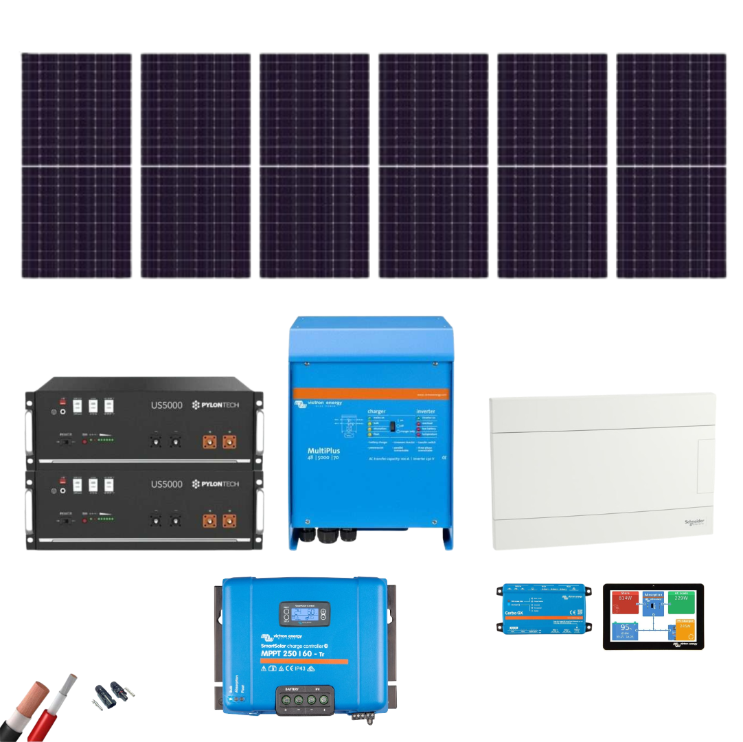 Kit Solar Victron 5000W 6xPanel Solar 550Wp 2xBatería Pylontech 4,8kWh