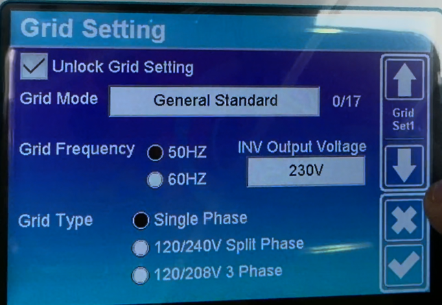 Grid Setting: Ajustes de red