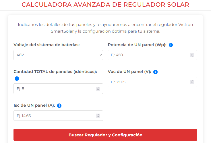 Calculadora de reguladores solares
