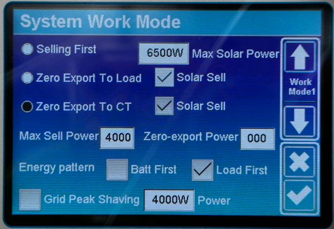Ajustes System Work Mode en inversor Deye