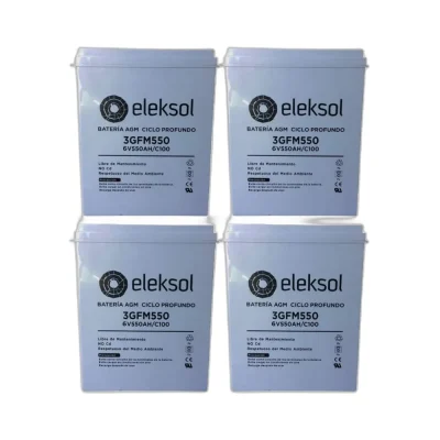 Pack 24V 4 x Batería AGM Eleksol 6V/550Ah 3GFM550 - CuencaSolar