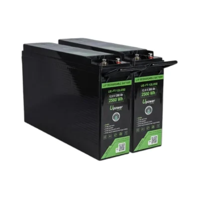 Pack 2 x Batería de Litio 12V 200Ah (5120Wh) Upower formato frontal UE-FT-12Li200 - CuencaSolar