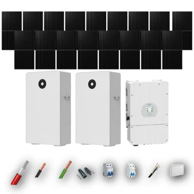 Kit Solar Deye Aislada 10kW con Baterías 32kWh 15 Paneles 650Wp Black Contact 17 Paneles - CuencaSolar