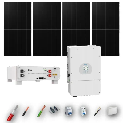 Kit Solar Deye Aislada 5kW con Batería 5,12kWh 4 Paneles 650Wp Black Contact 4 Paneles - CuencaSolar