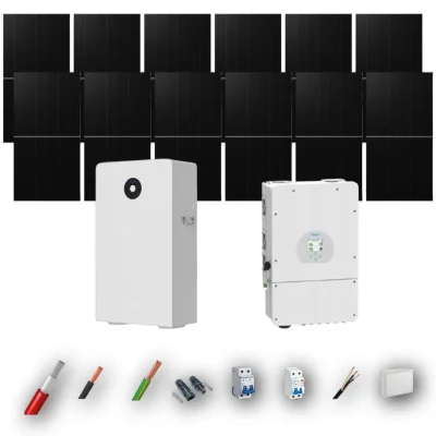Kit Solar Deye Aislada 8kW con Batería 16kWh 12 Paneles - CuencaSolar