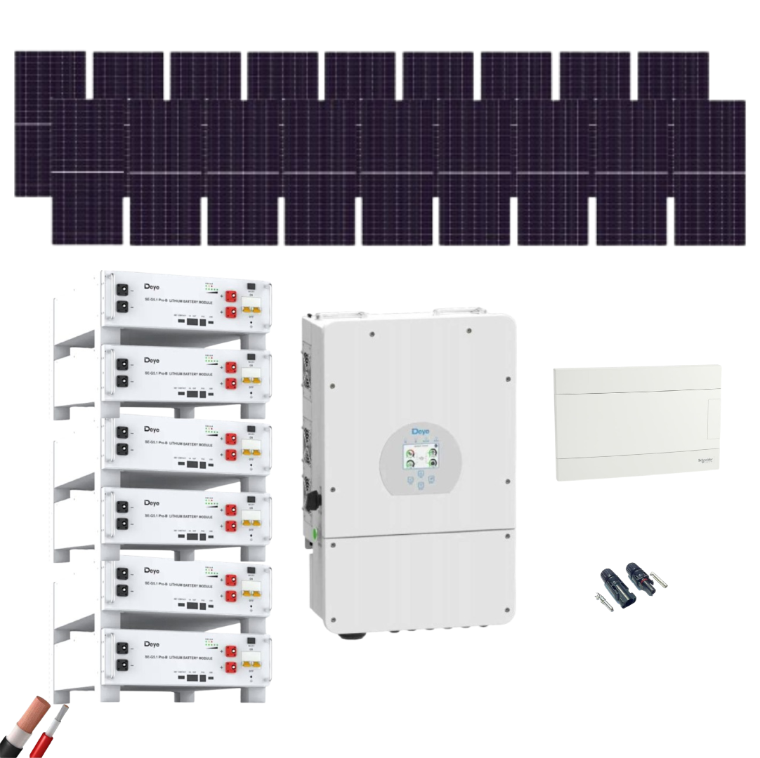 Kit Solar Aislada Deye 10000W 18xPanel AIKO 615Wp 6xBatería Deye 5,12kWh - CuencaSolar