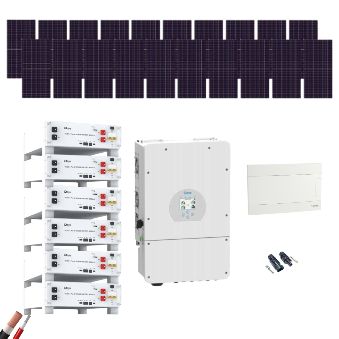 Kit Solar Aislada Deye 10000W 20xPanel AIKO 615Wp 6xBatería Deye 5,12kWh - CuencaSolar