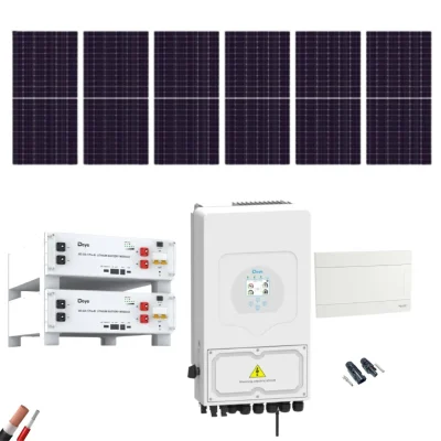 Kit Solar Aislada Deye 6000W 6xPanel AIKO 615Wp 2xBatería Deye 5,12kWh - CuencaSolar