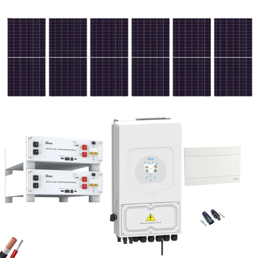 Kit Solar Aislada Deye 6000W 6xPanel AIKO 615Wp 2xBatería Deye 5,12kWh - CuencaSolar