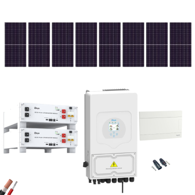 Kit Solar Trifásico Aislada Deye 6000W 8xPanel AIKO 615Wp 2xBatería Deye 5,12kWh - CuencaSolar