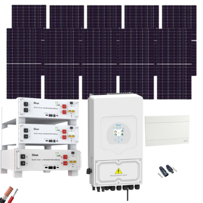 Kit Solar Trifásico Autoconsumo Deye 6000W 10xPanel AIKO 615Wp 3xBatería Deye 5,12kWh - CuencaSolar