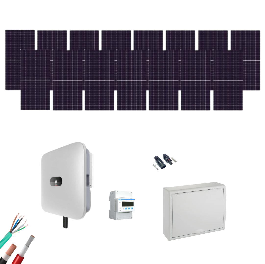 Kit Solar Trifásico Autoconsumo Huawei 8000W 15xPanel AIKO 615Wp - CuencaSolar