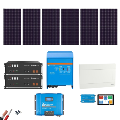 Kit Solar Aislada Victron 5000W 6xPanel AIKO 615Wp 2xBatería Pylontech 4,8kWh - CuencaSolar