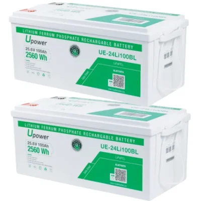 Pack 48V 2 x Batería de Litio 24V 100Ah Upower UE-24LI100BL Monoblock LiFePO4 con Bluetooth integrado - CuencaSolar