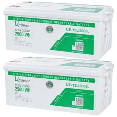 Pack 48V 2 x Batería de Litio 24V 200Ah Upower UE-24LI200BL Monoblock LiFePO4 con Bluetooth integrado - CuencaSolar