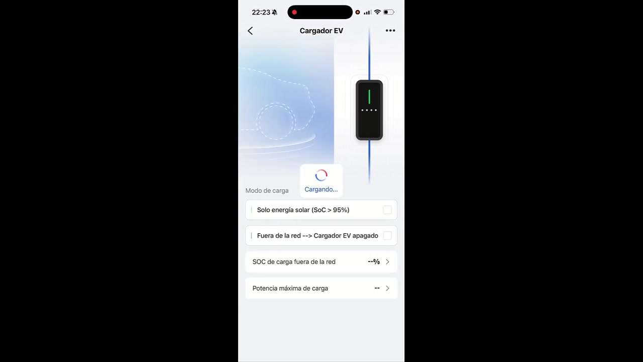 Opciones de configuración del cargador de vehículo en la aplicación Deye Cloud