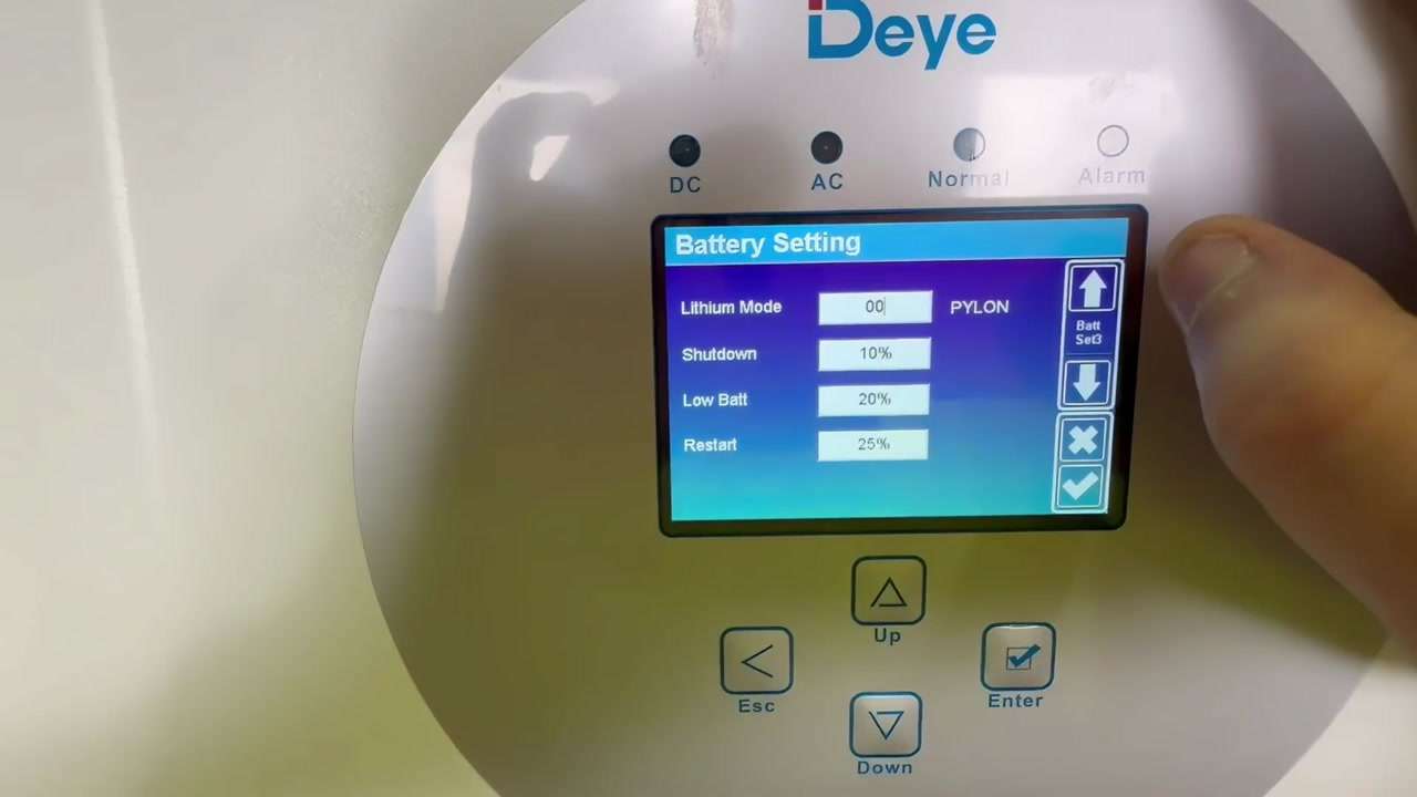 Configuración del Lithium Mode 00 PYLON en inversor Deye
