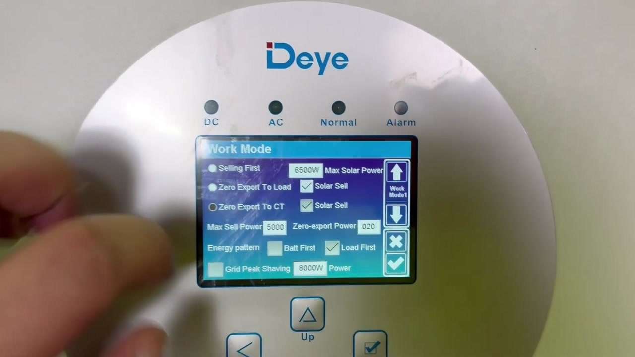 Configuración del menú Work Mode en el inversor Deye