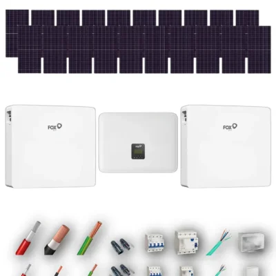 [AIKO 665Wp] Kit Solar Trifasico Autoconsumo FOX 10kW 20 Paneles AIKO 665Wp 2 Baterias FOX 23,04kWh 20 Paneles - CuencaSolar