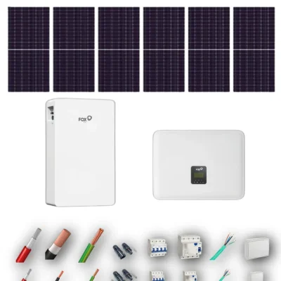 [AIKO 665Wp] Kit Solar Trifasico Autoconsumo FOX 5kW 6 Paneles AIKO 665Wp 1 Bateria FOX 5,76kWh 6 Paneles - CuencaSolar