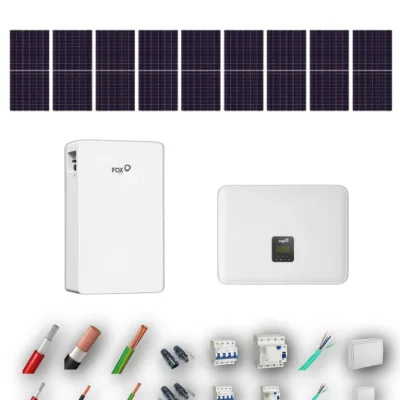 [AIKO 665Wp] Kit Solar Trifasico Autoconsumo FOX 5kW 9 Paneles AIKO 665Wp 1 Bateria FOX 5,76kWh 9 Paneles - CuencaSolar
