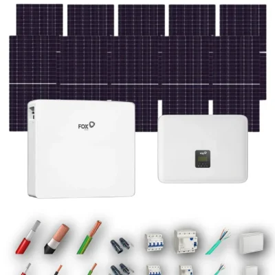[AIKO 665Wp] Kit Solar Trifasico Autoconsumo FOX 6kW 10 Paneles AIKO 665Wp 1 Bateria FOX 12kWh 10 Paneles - CuencaSolar