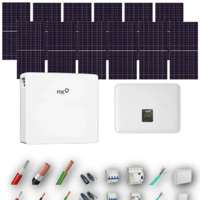 [AIKO 665Wp] Kit Solar Trifasico Autoconsumo FOX 6kW 12 Paneles AIKO 665Wp 1 Bateria FOX 12kWh 12 Paneles - CuencaSolar