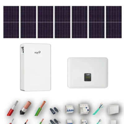 [AIKO 665Wp] Kit Solar Trifasico Autoconsumo FOX-ESS 5kW 7 Paneles AIKO 665Wp 1 Bateria FOX-ESS 5,76kWh 7 Paneles - CuencaSolar