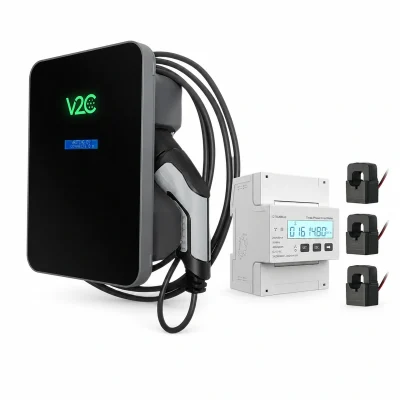 Kit cargador V2C Trydan 22 kW trifásico con medidor bidireccional solar