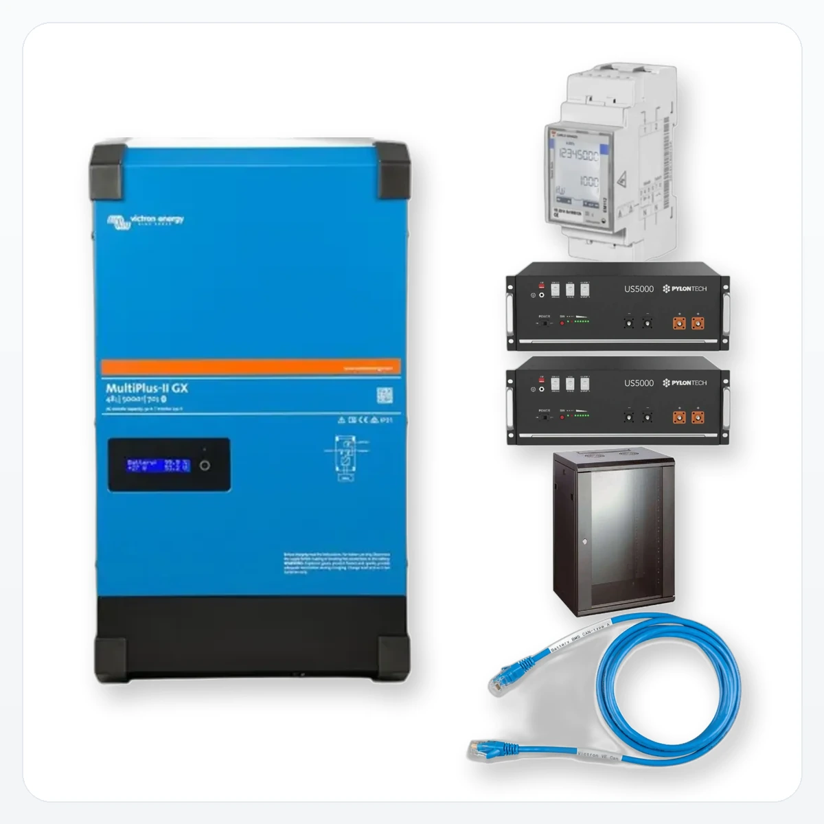 Componentes incluidos en Kit Victron AC Coupling 5000VA con 9,6 kWh Pylontech