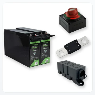 Componentes incluidos en Kit Baterías Litio Frontal 24V 200Ah con Protecciones