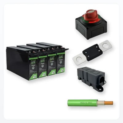 Componentes incluidos en Kit Baterías Litio Frontal 48V 200Ah con Protecciones y Cableado