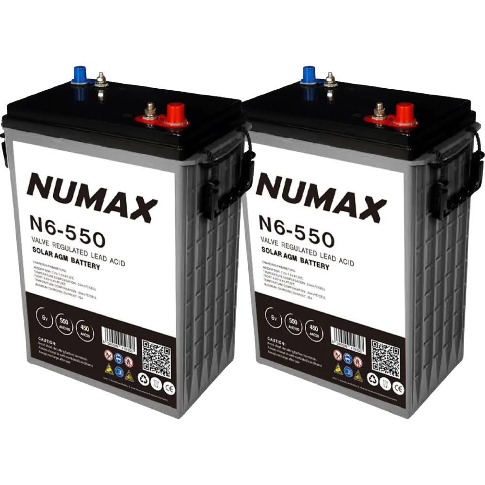 Pack 12V 2 x Batería GEL 550Ah C100 6V sin mantenimiento – N6-550 - CuencaSolar