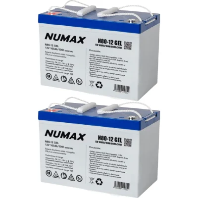 Pack 24V 2 x Batería GEL 100Ah C100 12V sin mantenimiento – N80-12 - CuencaSolar