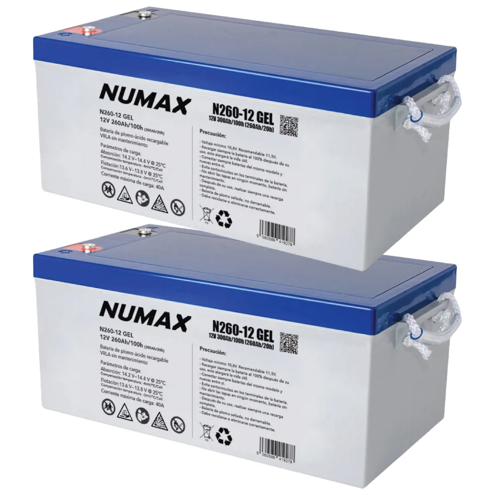 Pack 24V 2 x Batería GEL 300Ah C100 12V sin mantenimiento – N260-12 - CuencaSolar
