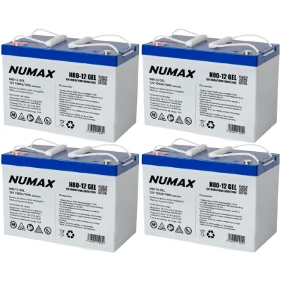 Pack 48V 4 x Batería GEL 100Ah C100 12V sin mantenimiento – N80-12 - CuencaSolar