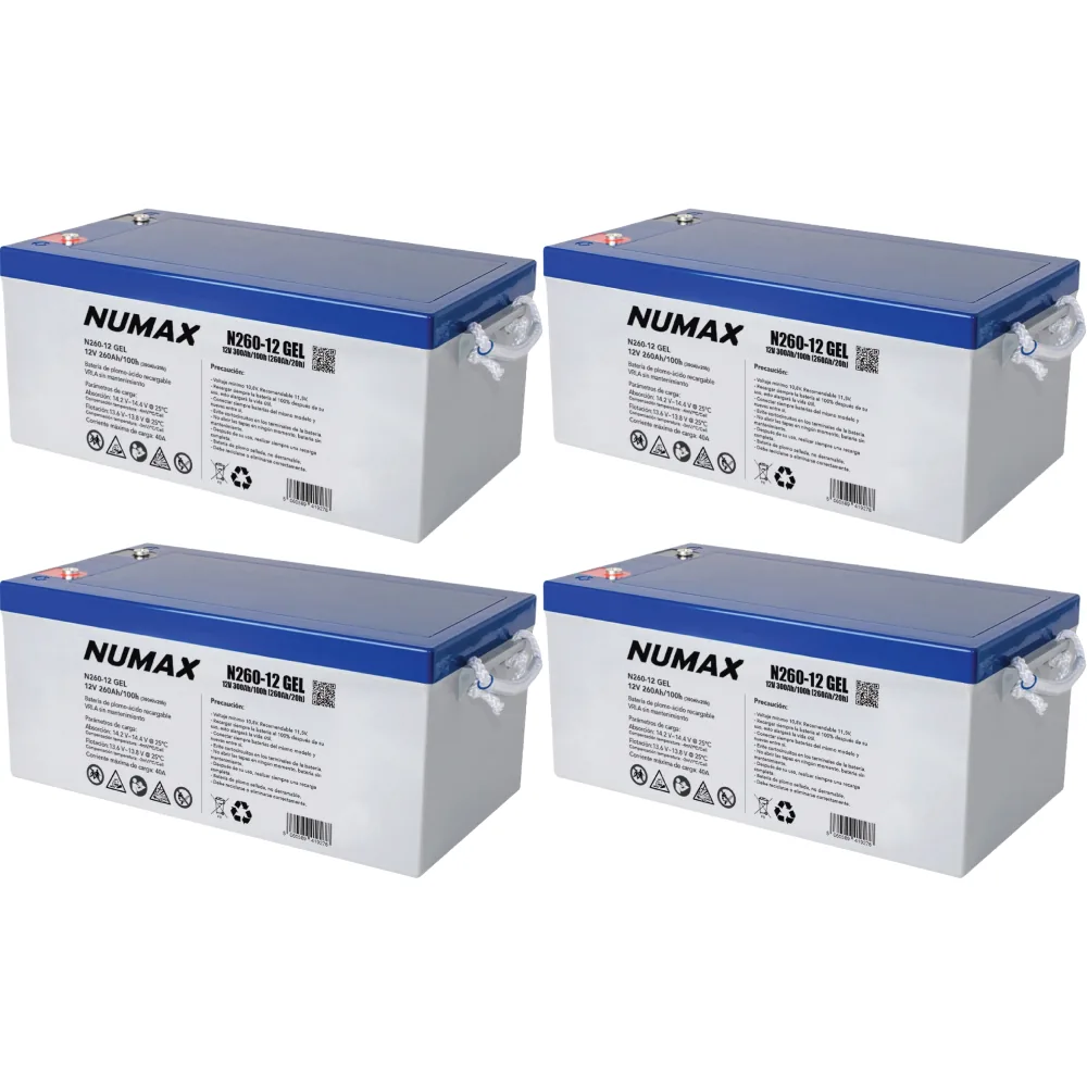 Pack 48V 4 x Batería GEL 300Ah C100 12V sin mantenimiento – N260-12 - CuencaSolar
