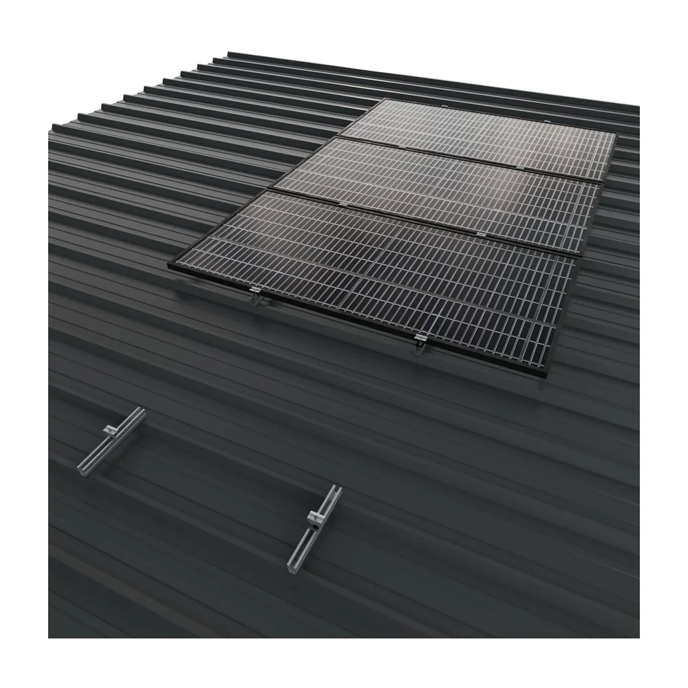 Kit Estructura Sunfer Coplanar Cubierta Metálica Micro-Rail Zincado para 6 Paneles Solares 62V-380 - CuencaSolar
