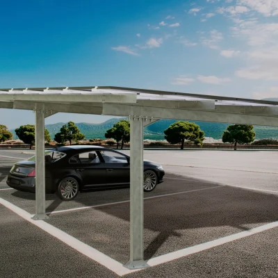 Marquesina solar Sunfer orientada al sur para 6 plazas de aparcamiento – sin cubierta de chapa - CuencaSolar
