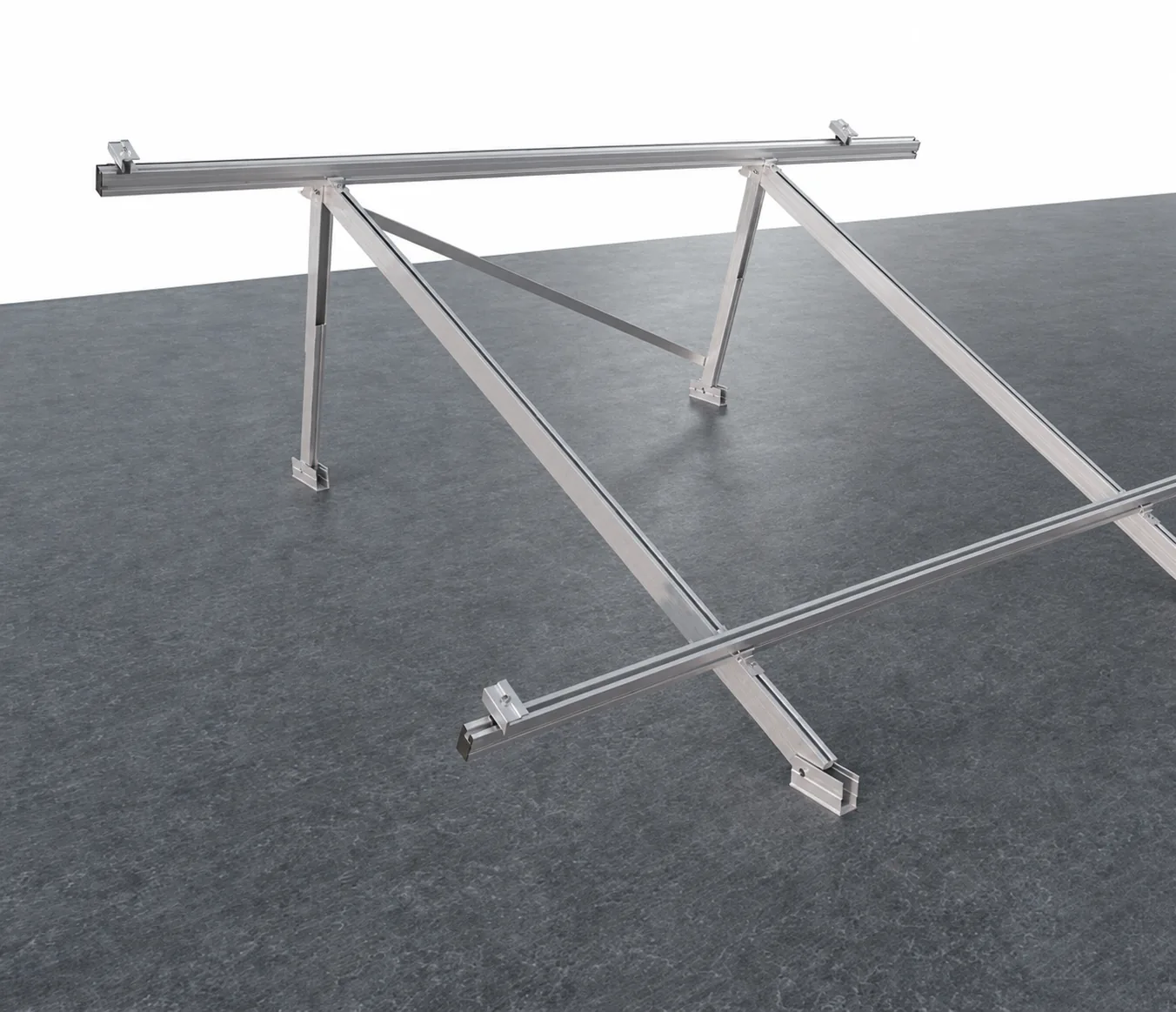 Kit de estructura Sunfer para 6 paneles solares en vertical – triángulo abierto regulable para cubierta plana o inclinada - CuencaSolar