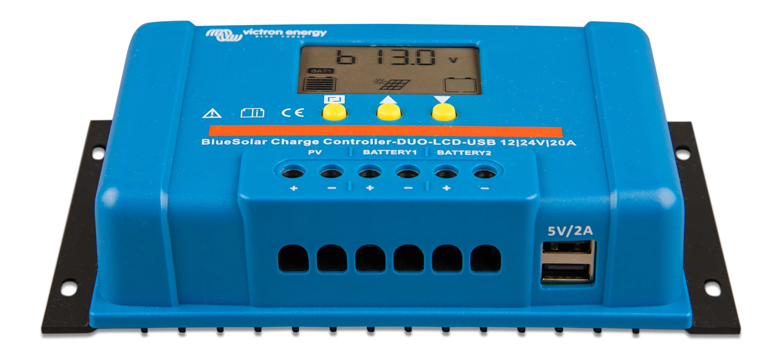 BlueSolarChargeControllerDUOLCDUSB12-24V-20Afront