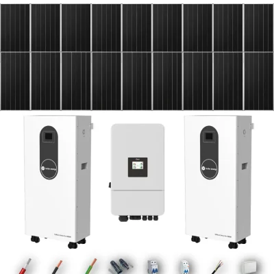 Kit Solar Aislada Deye 10kW 16xPanel Solar Aiko 665Wp 2xBatería Turbo Energy 16kWh 18 Paneles - CuencaSolar