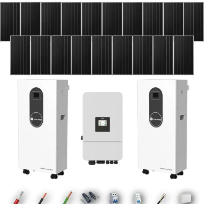 Kit Solar Aislada Deye 10kW 16xPanel Solar Aiko 665Wp 2xBatería Turbo Energy 16kWh 19 Paneles - CuencaSolar