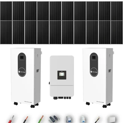 Kit Solar Aislada Deye 10kW 16xPanel Solar Aiko 665Wp 2xBatería Turbo Energy 16kWh 20 Paneles - CuencaSolar