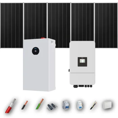 Kit Solar Aislada Deye 5kW 4xPanel Solar Aiko 665Wp Batería Deye 16kWh 5 Paneles - CuencaSolar